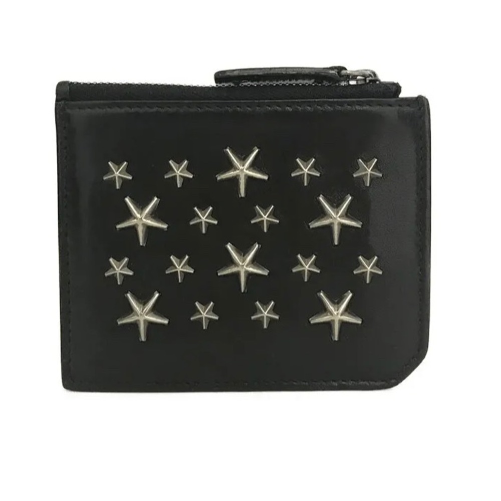 Jimmy Choo Nellie Star Studded Black Leather Wallet Coin purse